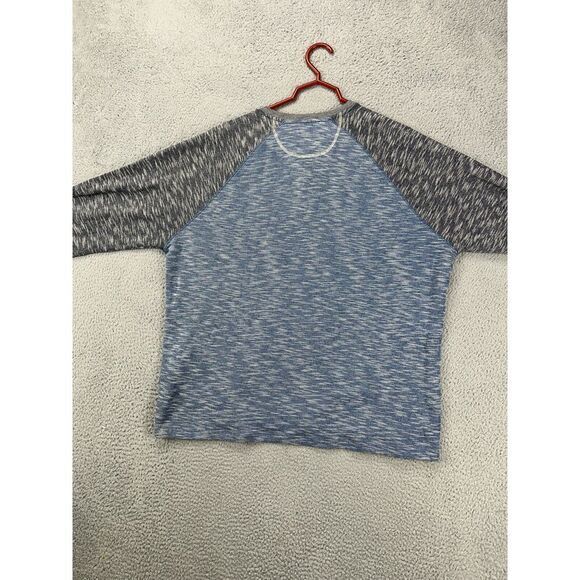Lucky Brand Sweater Adult XL Blue Gray Henley Colorblock Sweatshirt Heather Mens - Picture 4 of 9